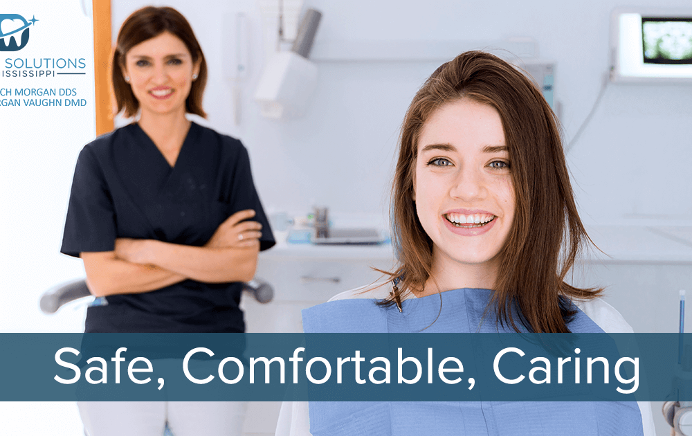 Safe, comfortable, caring dental treatment Dental Solutions of Mississippi dentist in Canton MS Dr. Ruth Roach Morgan Dr. Jessica Morgan