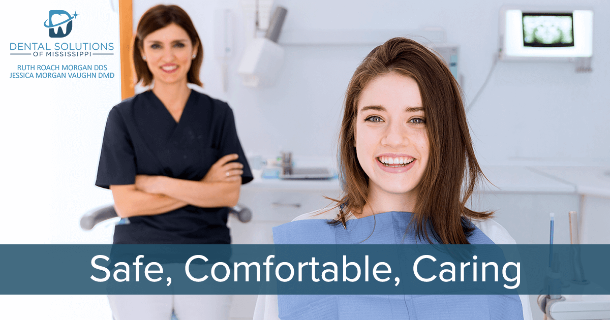 Safe, comfortable, caring dental treatment Dental Solutions of Mississippi dentist in Canton MS Dr. Ruth Roach Morgan Dr. Jessica Morgan